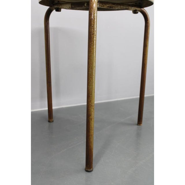 Goldenrod Industrial Round Table, Italy, 1950s For Sale - Image 8 of 11