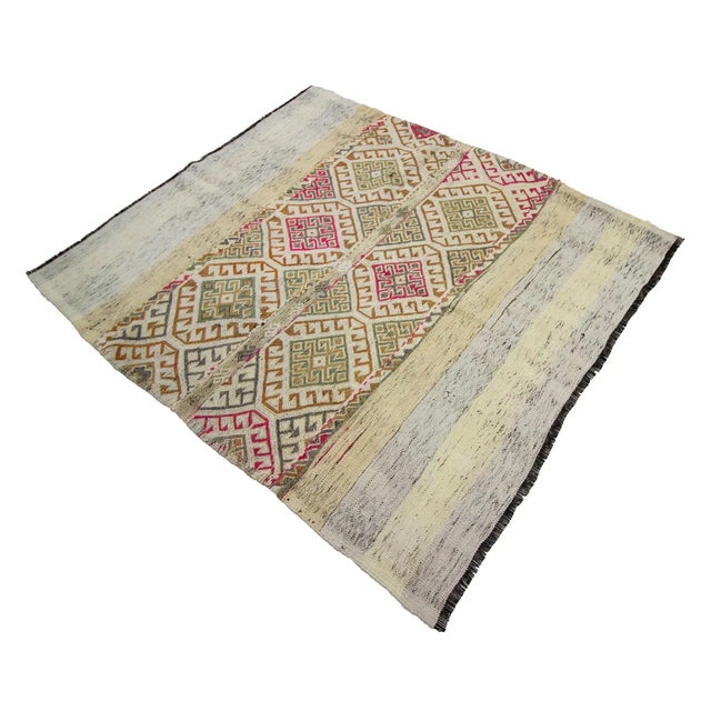 Traditional Vintage Turkish Kilim Rug- 4′7″ × 5′3″ For Sale - Image 3 of 7