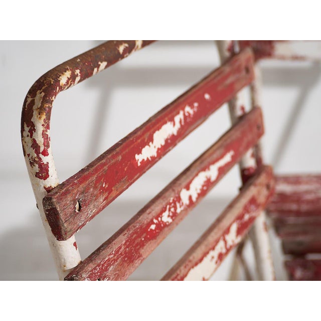 Antique Red and White Terrace Chairs, 1920s, Set of 4 For Sale - Image 4 of 18