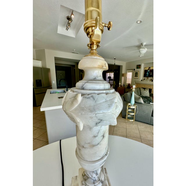 Single Italian Urn Neoclassic Alabaster Table Lamp For Sale - Image 10 of 15