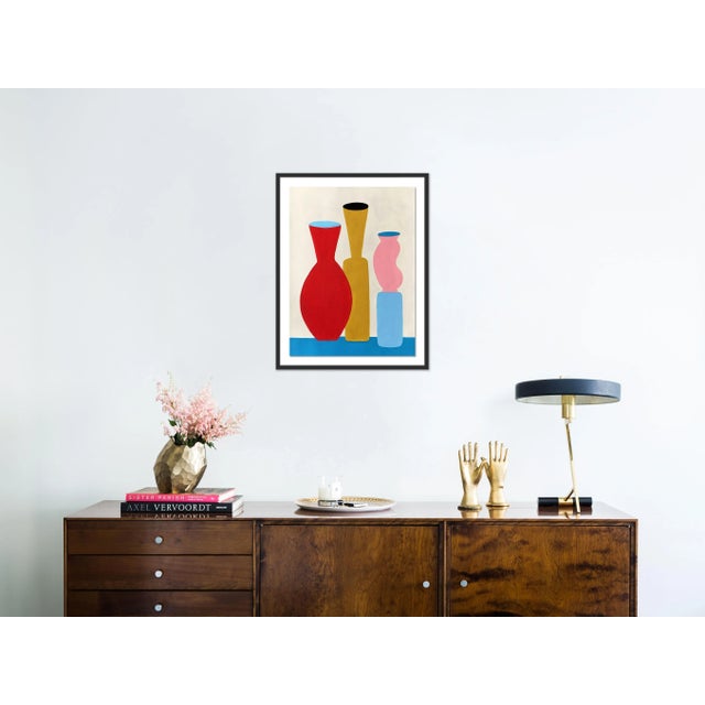 Contemporary Three Sentries by Jelly Chen in Black Framed Paper, Medium Art Print For Sale - Image 3 of 4