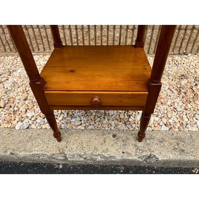 Brown Early 20th Century Antique English Yellow Pine 2 Tier Side Table For Sale - Image 8 of 13