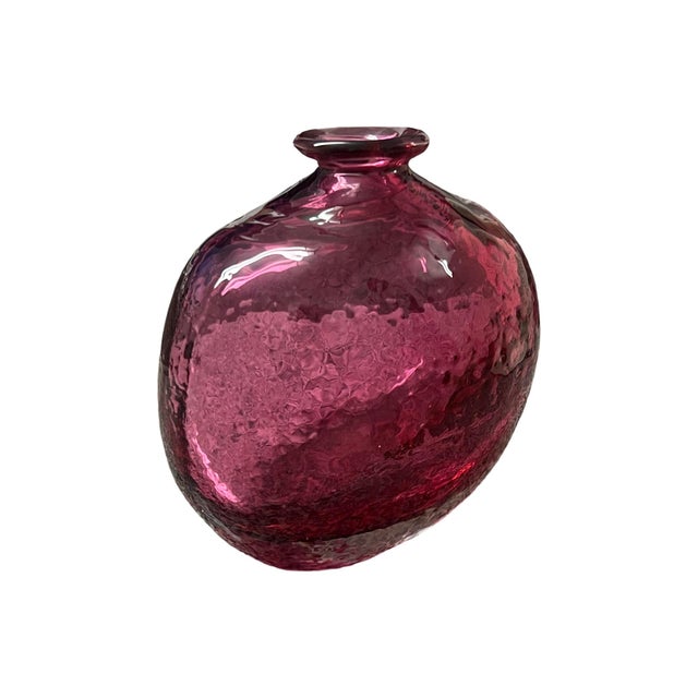 Vintage Mid Century Modern Blown Purple Glass Vase For Sale - Image 4 of 6