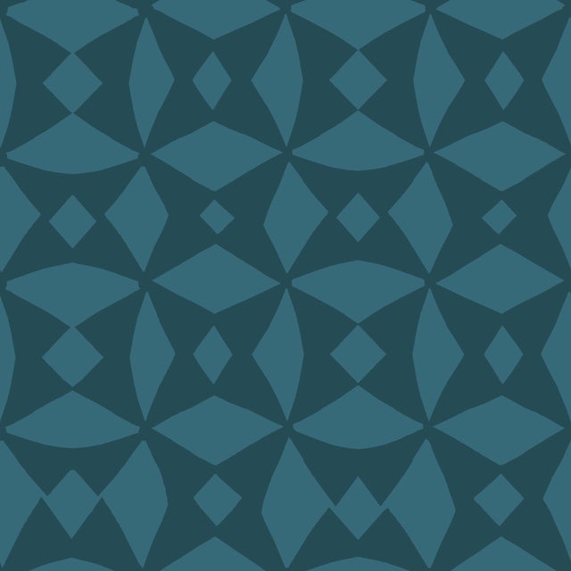 Contemporary Geocache Wallpaper by Susan Hable in Deep Teal For Sale - Image 3 of 3