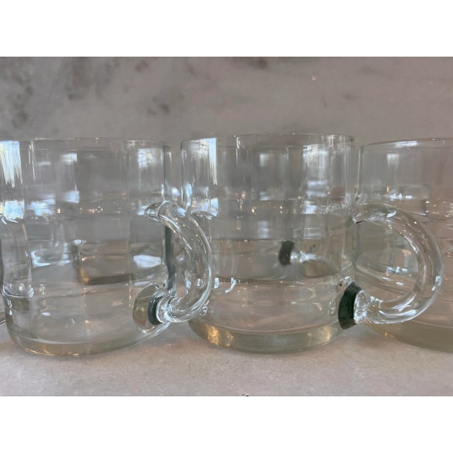 Transparent Vintage 1970s Hand Blown Glass Punch Cups in Bamboo Pattern - Set of 4 For Sale - Image 8 of 9