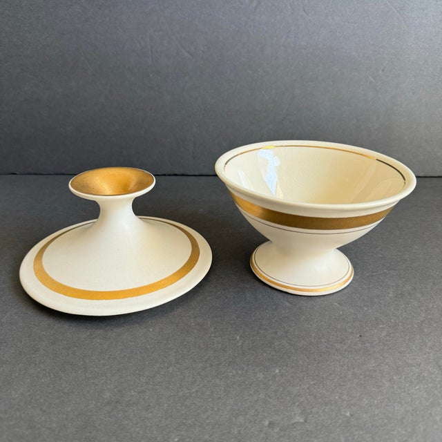 Mid 20th Century Mid Century Modern Hyalyn Covered Dish Atomic Vintage Ceramic Candy Dish For Sale - Image 5 of 7