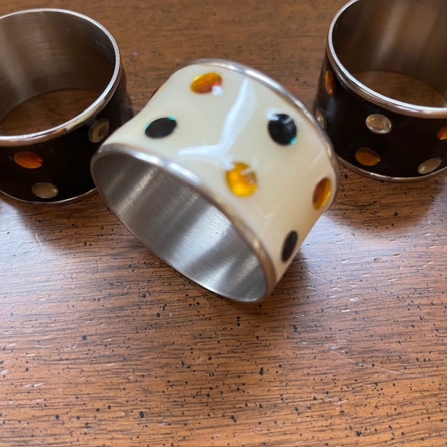 Enamel and Faux Gem Napkin Rings, Set of 4 For Sale In Pittsburgh - Image 6 of 16