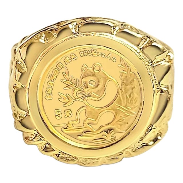 1991 Nugget Panda Coin Ring, Size 9.75 For Sale