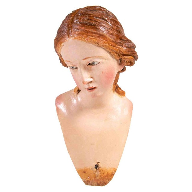 18th Century Polychrome Ceramic Sculpture of Young Girl, Italy For Sale - Image 5 of 5