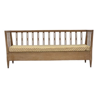 Swedish Drop Arm Sofa in Fabric and Oak, 1970s For Sale