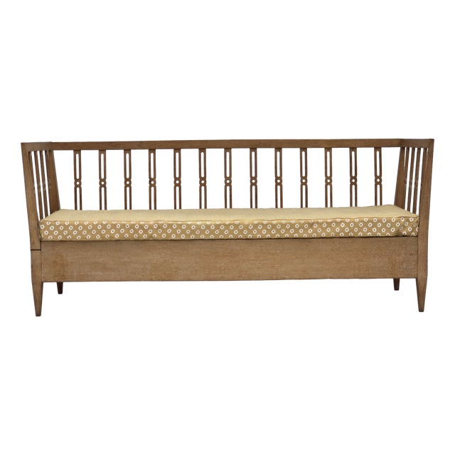 Swedish Drop Arm Sofa in Fabric and Oak, 1970s For Sale