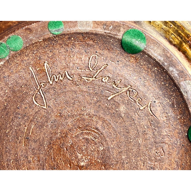 Large Signed Studio Pottery Bowl by John Gasper in Earthy Glaze Tones For Sale - Image 11 of 11