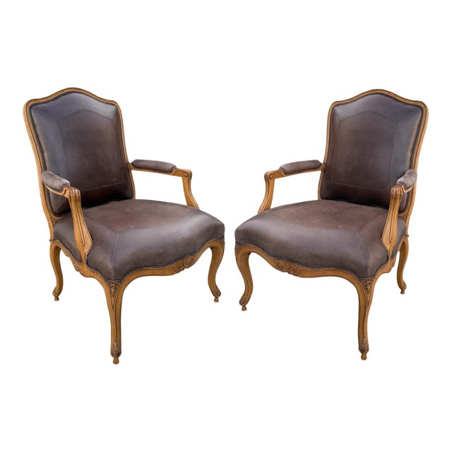 Pair of Louis XV Style Fauteuil Armchairs by Sally Sirkin Lewis for J Robert Scott For Sale