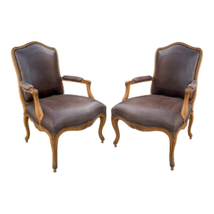 Pair of Louis XV Style Fauteuil Armchairs by Sally Sirkin Lewis for J Robert Scott