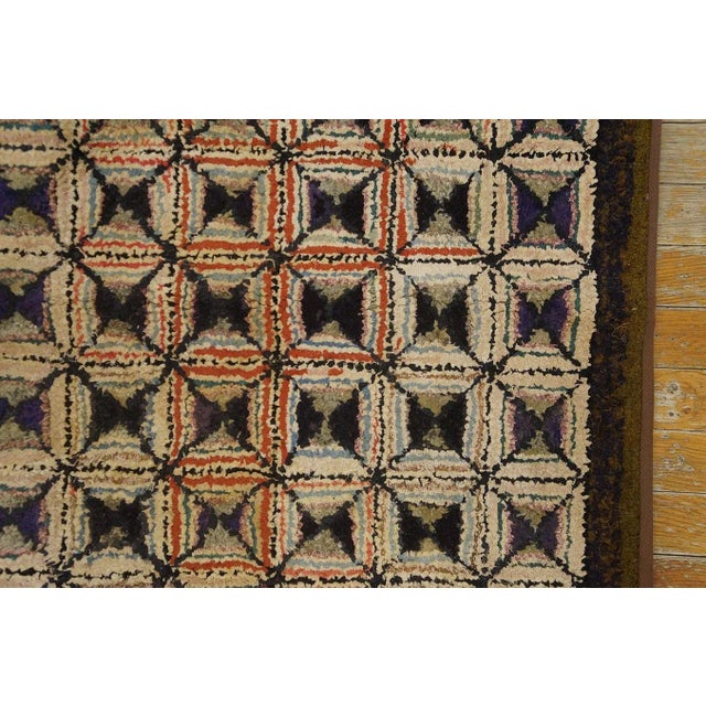 1920s Multicolor Square Folk Art Antique Amercian Hooked Rug 2' 4'' X 3' 4'' Woven Wool Carpet For Sale In New York - Image 6 of 9