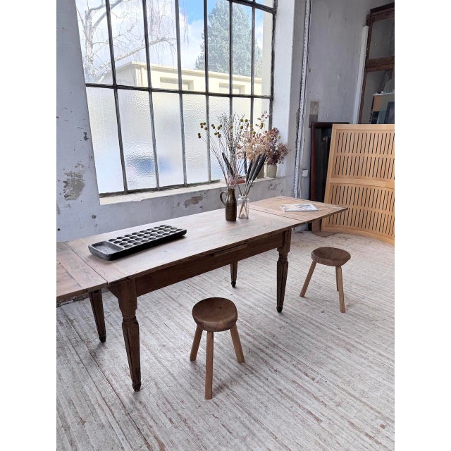 Vintage Farmhouse Table in Oak with Integrated Extensions, 1950s For Sale - Image 11 of 18