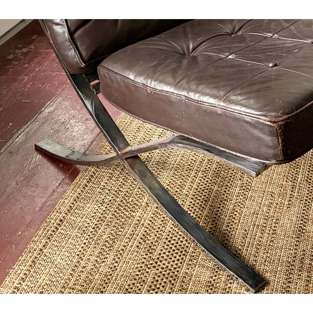 Mid-Century Modern Vintage Barcelona Style Chrome and Leather Chair For Sale - Image 3 of 12