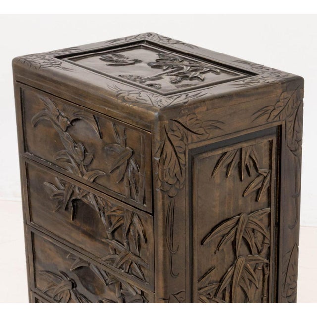 Chinese Bird & Bamboo Motif Chest of Drawers For Sale In New York - Image 6 of 9