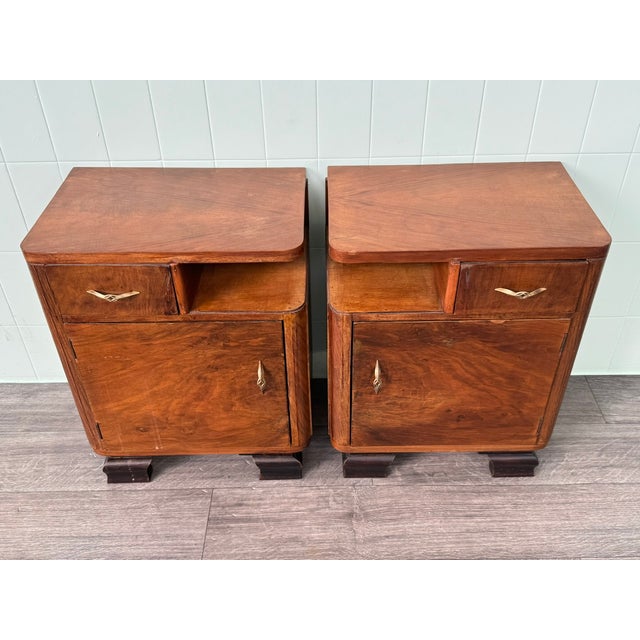 Antique Art Deco Italian Bedside Tables, 1930s, Set of 2 For Sale - Image 4 of 13