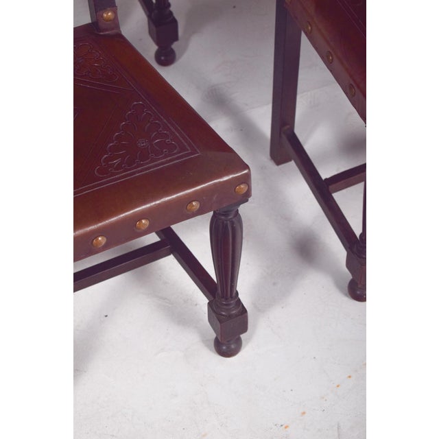 Chairs with Studded Leather Backs and Seats, Set of 8 For Sale - Image 6 of 12