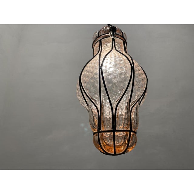 Light pink wrought iron light pendant height including chain and ceiling canopy 79 cm height without chain 35 cm width 18...