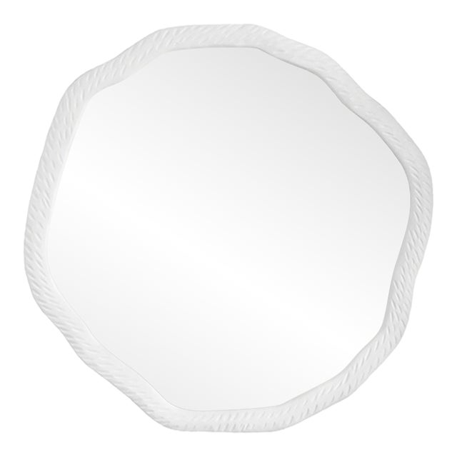 Matthew Izzo Home Cadence White Metal Round Wall Mirror For Sale