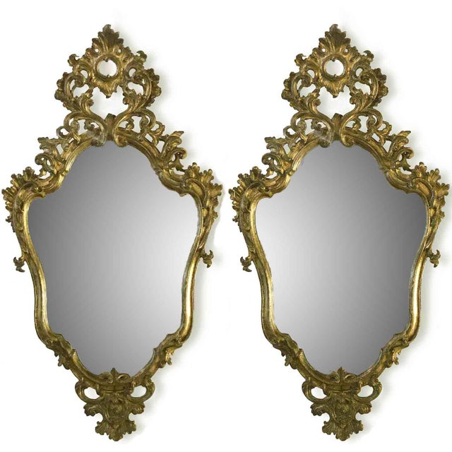 Wood Gilded Carved Wooden Mecca Mirrors, Set of 2 For Sale - Image 7 of 7