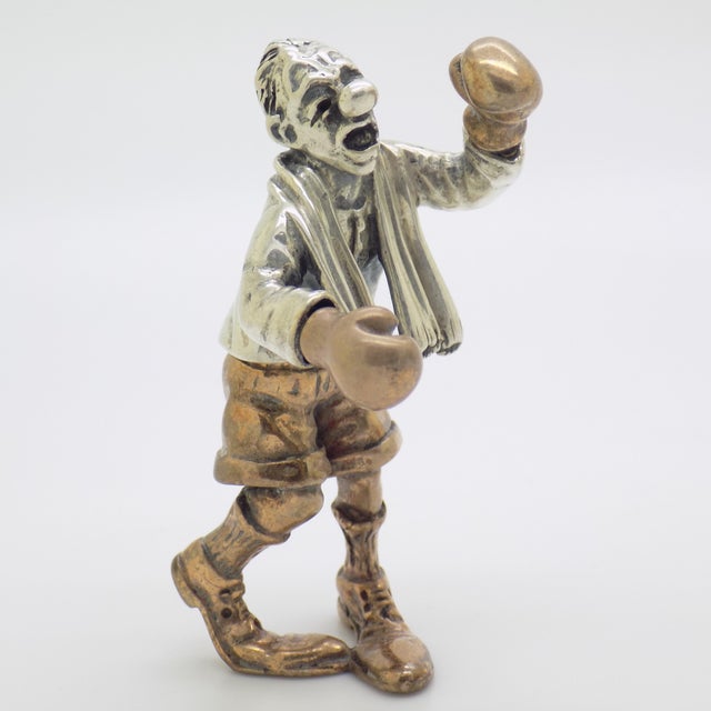 Vintage Italian Silver 800 and Brass Boxer Figurine by Angini, Tuscany, 1970s For Sale - Image 15 of 15