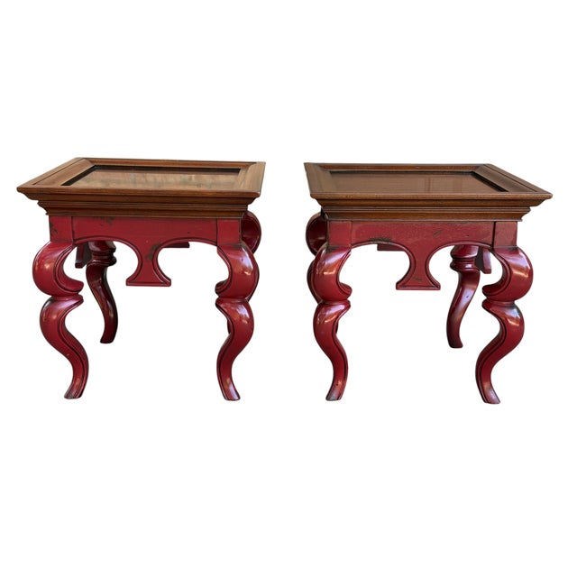 Early 21st Century Hickory Chair Chinoiserie Style Red Lacquered Side Tables – A Pair For Sale In Houston - Image 6 of 17
