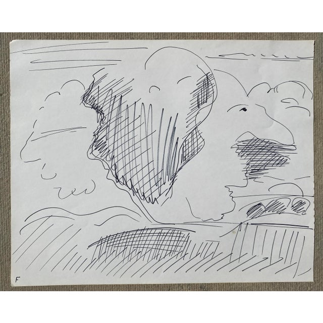 Contemporary Frank Wallace Clouds Face Drawing For Sale - Image 3 of 4