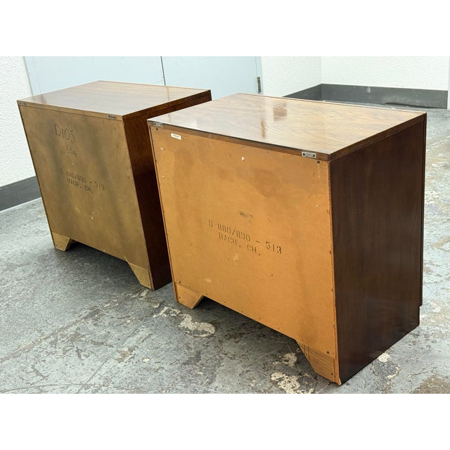 Wood Dixie Furniture Act II Collection Campaign Nightstands, Mid 20th Century For Sale - Image 7 of 12