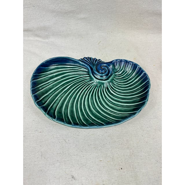 Celadon Vintage Majolica Shell Serving Dish For Sale - Image 8 of 9