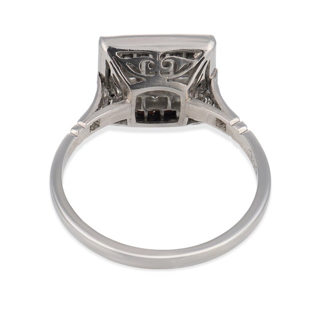 1920s Art Deco Inspired Diamond Onyx Platinum Square Target Ring, Size 7 For Sale In Los Angeles - Image 6 of 6