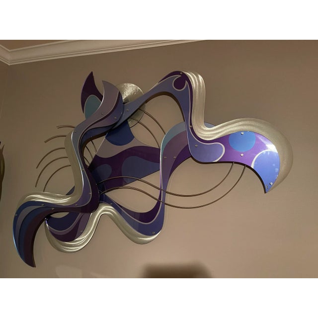 1990s Acrylic Steel Signed Shlomi Haziza Wall Sculpture For Sale - Image 9 of 11