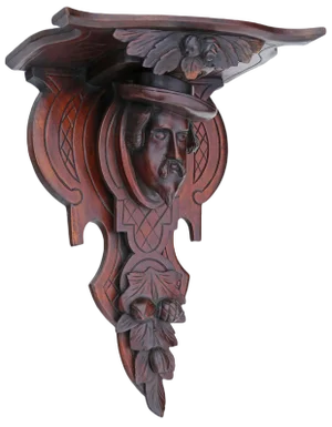 Antique Carved Walnut Clock or Decorative Item Wall Bracket Shelf, 19th Century