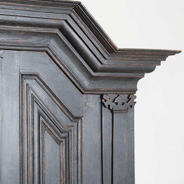 19th Century Danish Baroque Oak Large Black Painted Armoire For Sale - Image 9 of 18