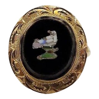 14K Micro Mosaic Bird Ring Size 5.5 For Sale