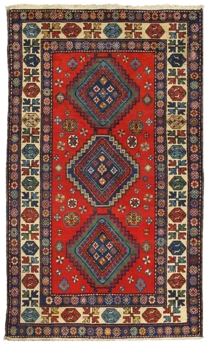 Vintage Kazak Red/Ivory Rug, 4' 4" X 6'11"