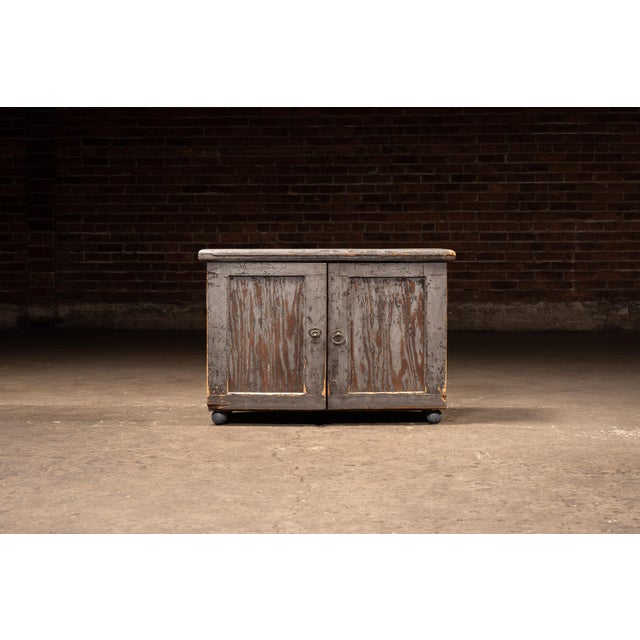 Rustic Antique Chippy 17-Drawer Wooden Workshop Parts Cabinet For Sale - Image 3 of 13