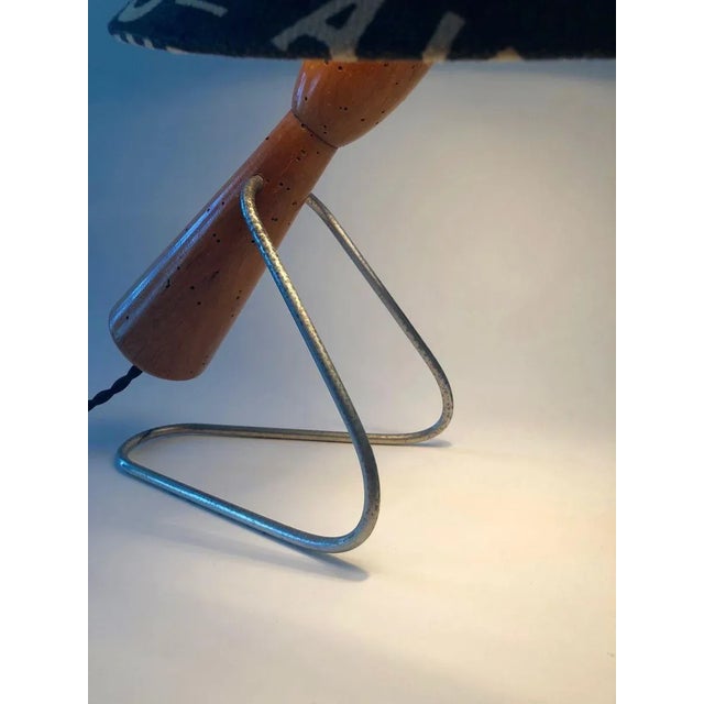 Mid-Century Table Lamp with Shade in Andrew Marten Linen, 1950s For Sale - Image 12 of 15