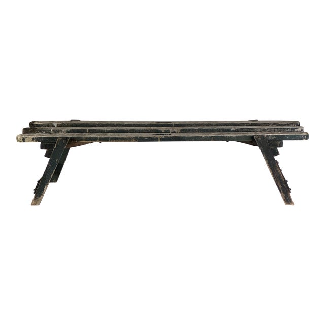 Vintage Wooden Folding Garden Plant/Flower Display Bench With 3 Open Planks Top For Sale