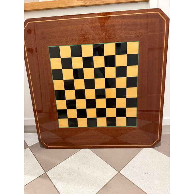 Italian Octagonal Multi-Game Table With 4 Chairs, Inlaid Wood, Chess, Backgammon & Roulette, 1980s For Sale In Los Angeles - Image 6 of 10
