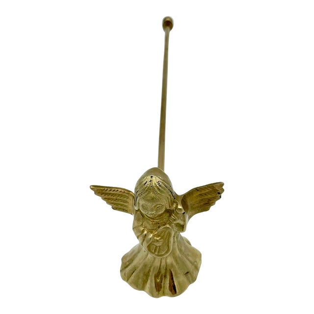 Vintage Victorian Gothic Brass Angel Candle Snuffer For Sale