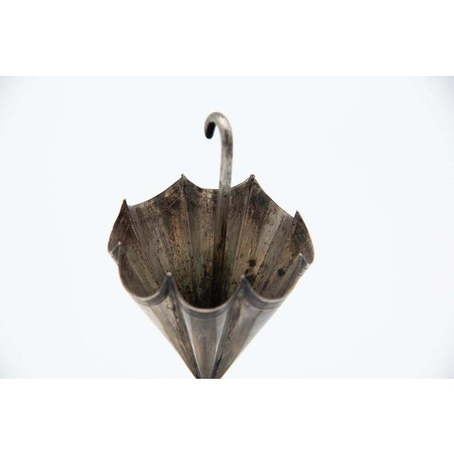 Silver Toothpick Holder with Umbrella-Shaped Structure For Sale - Image 3 of 4