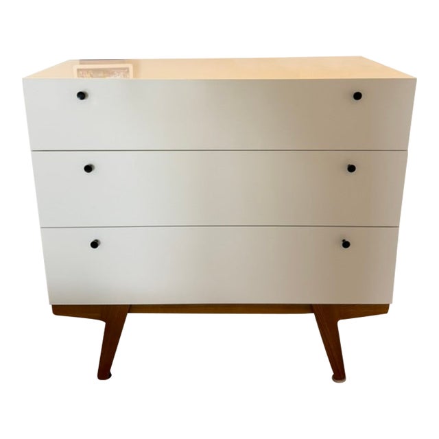 Mid-Centruy Modern White Dresser West Elm Attributed For Sale