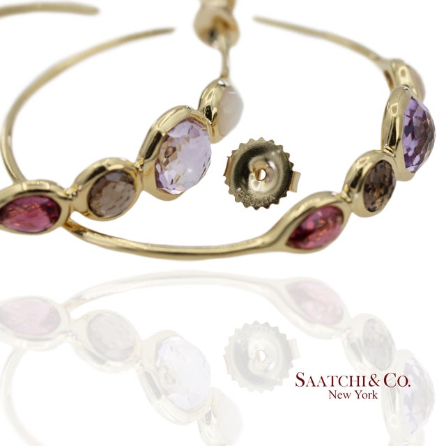 Gold Vintage 18k 750 Solid Yellow Gold Ippolita Hoop Earrings, A Pair For Sale - Image 8 of 12