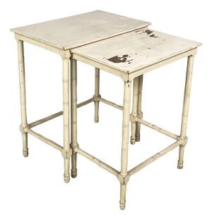 Mid-Century Modern Italian Coffee Tables in White Wood, 1940s, Set of 2