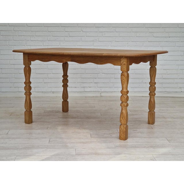Danish Dinning Table and Chairs in Oak and Wool, 1970s, Set of 5 For Sale - Image 6 of 18