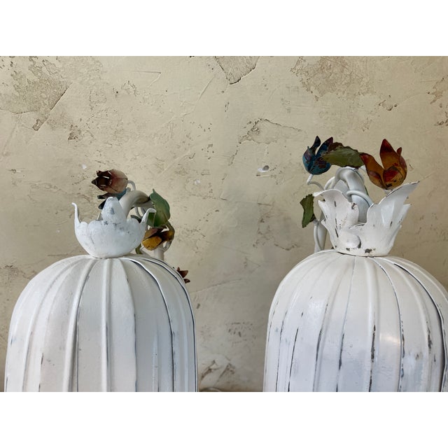 Pair of Vintage Italian Tulip Shade Floral Table Lamps For Sale - Image 18 of 18