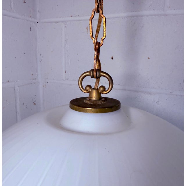 Metal Vintage Mid-Century Modern Bologna Pendant Lamp Aloys F Gangkofner Sphere Opaline Glass 1954 For Sale - Image 7 of 14
